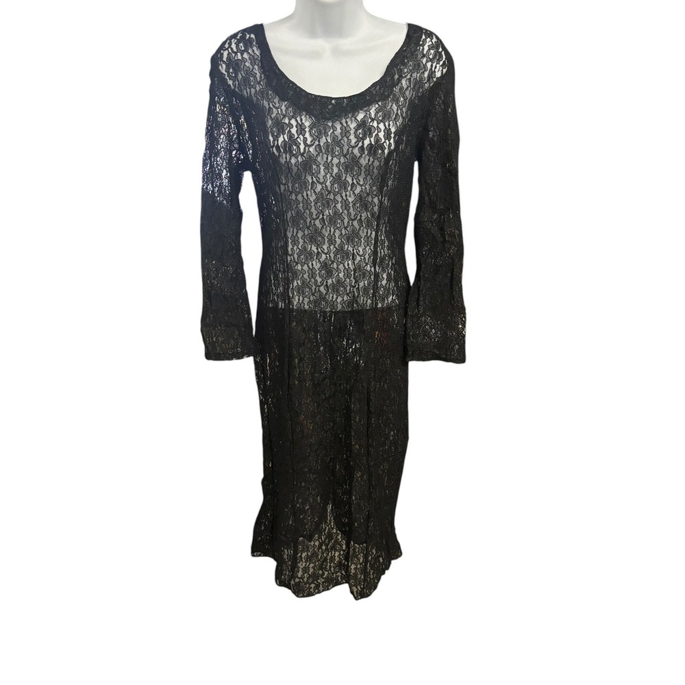 By Choice California Black Lace Corset Back Long Sleeve Dress‎ Size 13